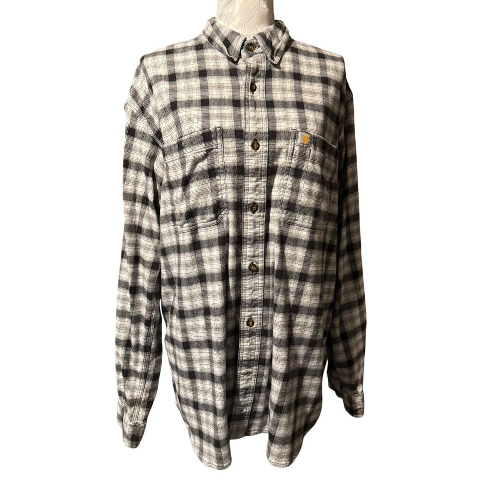 Mens carhartt relaxed fit button up flannel size large